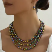 SKU: 1011 Set of Three-layer Crystal Necklace.