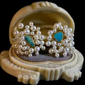 18k Yellow Gold Pearl and Opal Clip On Earrings Betsy Fuller