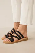 Black Multi Strap Comfort Slide Sandals