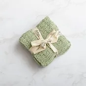 Dishtowel, Knitted Dish Cloth Set of 3 - Sage
