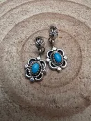 Adelarae Yazzie Navajo Handmade Sterling & Kingman Turquoise Earrings - 3/4 inch drop