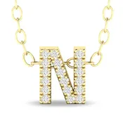 Diamond Studded Initial Letter Pendant - N