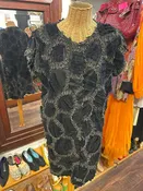 Babette black and grey Wool Patchwork shortsleeve midi Dress, Size XS
