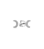 14K WHITE GOLD AND DIAMOND CRESCENT EARRINGS
