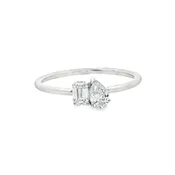 10K White Gold Lab-Grown Emerald and Pearl 0.41ctw Fashion Ring