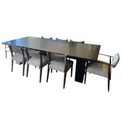 110"L x 47.5"W x 30"H Custom Ebony on Ash Finish Dining Tabbl ew/ 1 20" Leaf & 10 Chairs from Four Hands