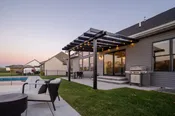 20x20 Attached Vinyl Pergola Kit With Solid Roof Panels - Black