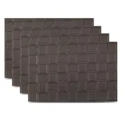 Dainty Home Bostonian Premium Vegan Leather Reversible 2 Pattern 12" x 18" Rectangular Placemat Set Of 4