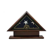 5'x9' Flag Display Case for American Veteran Burial Flag - Solid Wood, Cherry Finish with Name Plate Space, Army