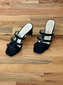 Ferragamo black t strap sandals