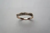 14 Karat Rose Gold Stacker Ring with Round White and Champagne Diamonds