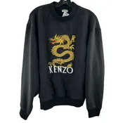 Kenzo Dragon Embroidered Crewneck Sweatshirt Faded Black