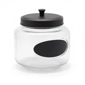 101 oz RND CHALKBOARD JAR W/ BLACK METAL LID