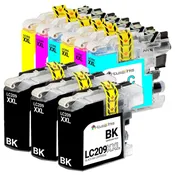Brother LC209 & LC205 Super HY Compatible Ink Cartridge 9PK - 3 Black + 2ea. CMY
