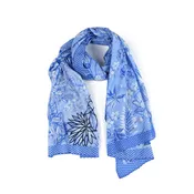 Azure Bloom & Wing Scarf - Navy Blue