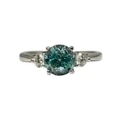 14kt White Gold Aquamarine & Diamond Ring