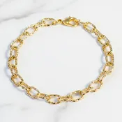 14K Gold Filled Textured Oval cable chain Bracelet Base - D.i.y. - Build Your Charm Bracelet!