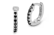 14K White Gold Black Diamond Mini Huggie Earrings