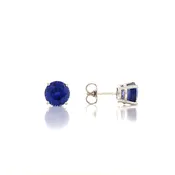14K Coranite Sapphire Round 4 Prong Basket Stud Earrings