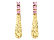 18kt Gold Textured Drops with Pink Sapphires