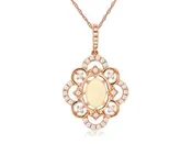 14kr Opal Diamond Pendant