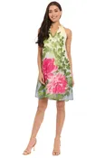 Patty Ruffle Neck A-line Dress in Garden Mum by London Times — DARRYL'S
