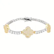 3mm Moissanite Tennis Clover Link Bracelet 925