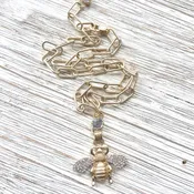 BEE CRYSTAL NECKLACE - MATTE GOLD
