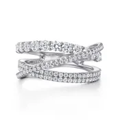 14K White Gold Diamond Criss Cross Ring