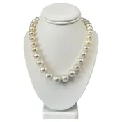 10.7 - 16.2mm South Sea Pearl Necklace with 18k Gold and Diamond Clasp
