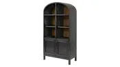 Bookcase 40in W x 17in D x 76in H with Two Wood Panel Self-Closing Doors