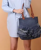 Abby Denim Frill Shoulder Bag