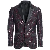 Black Sequin Blazer embellished with burgundy crystals