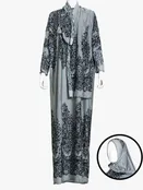 1 Piece Prayer Outfit – Intricate Floral Black and White | ps708