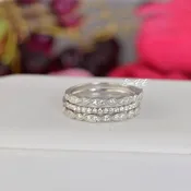 0.7ct Half Eternity & Art Deco Wedding Band Stack Promise Ring Diamond Simulated 925 Sterling Silver Anniversary Ring SKU:00203