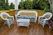 Cape Cod Outdoor Wicker Sofa Set of 4 - Sofa, 2 Chairs, Coffee Table