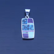 #27491 Supersmith / David Rosales Shalako Inlay &amp;amp; Sterling Silver Rectangular Pendant