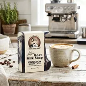 O My! Goat Milk Artisan Cinnamon Mocha Latte Soap | Made with Raw Goat Milk | Free of Parabens & More | Handcrafted USA