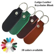 Blank Leather Keychains Oval-Engraving ready-10 Pack