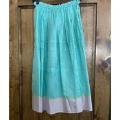 Aqua Silk Skirt with White Pleat Borderin size 34 — Jackson Hole Traders