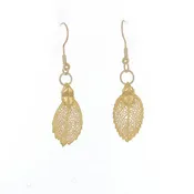 24k Gold Covered Leaves on French Hook Earrings