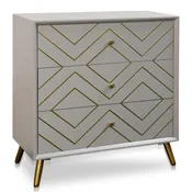 3 Drawer Cabinet Air Force Blue Body With Gold Inlay And Hardware