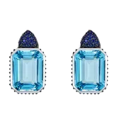 Blue Topaz and Blue Sapphire Small Reverse Set Earrings