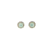 14k Chrysophase with Diamond Halo Post Earring