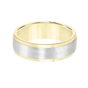 14K GOLD TWO-TONE WEDDING BAND WITH SATIN FINISH SZ 10