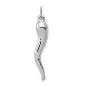 14KT Hollow White Gold 3D Italian Horn Charm