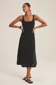 AUSTEN LINEN DRESS IN BLACK