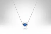 Blue Sapphire & Diamond Oval East to West Pendant