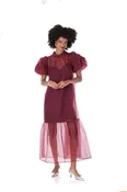CROSBY Loretta Dress in Cabernet