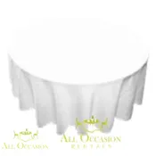108" Round Polyester Tablecloth White | All Occasion Rentals